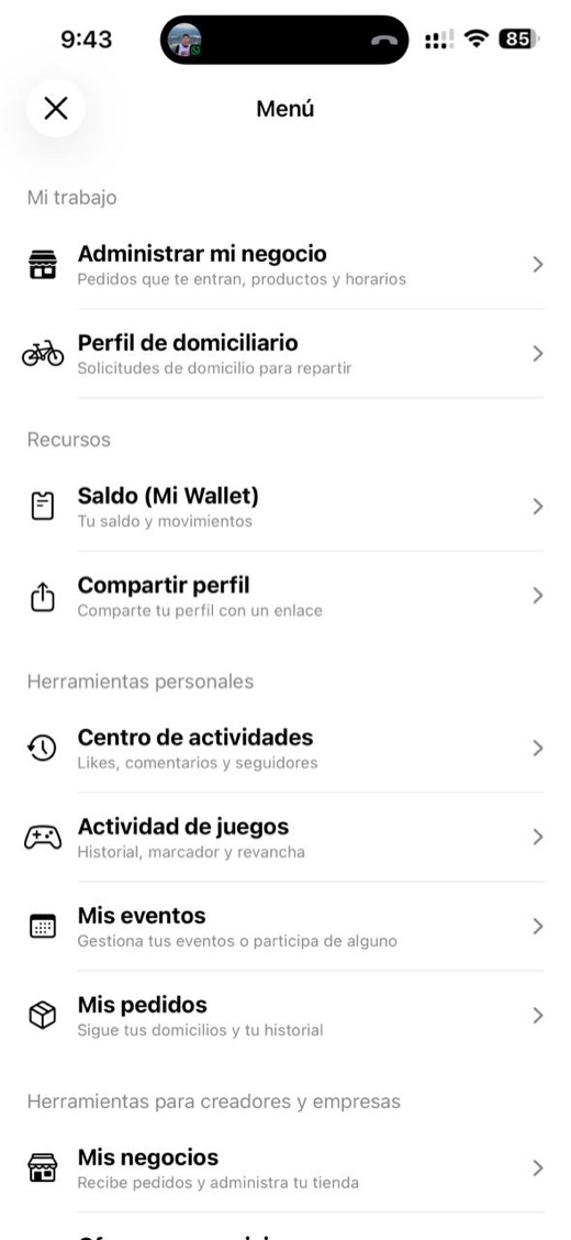 Echter Screenshot der MegaPok-App: Essen